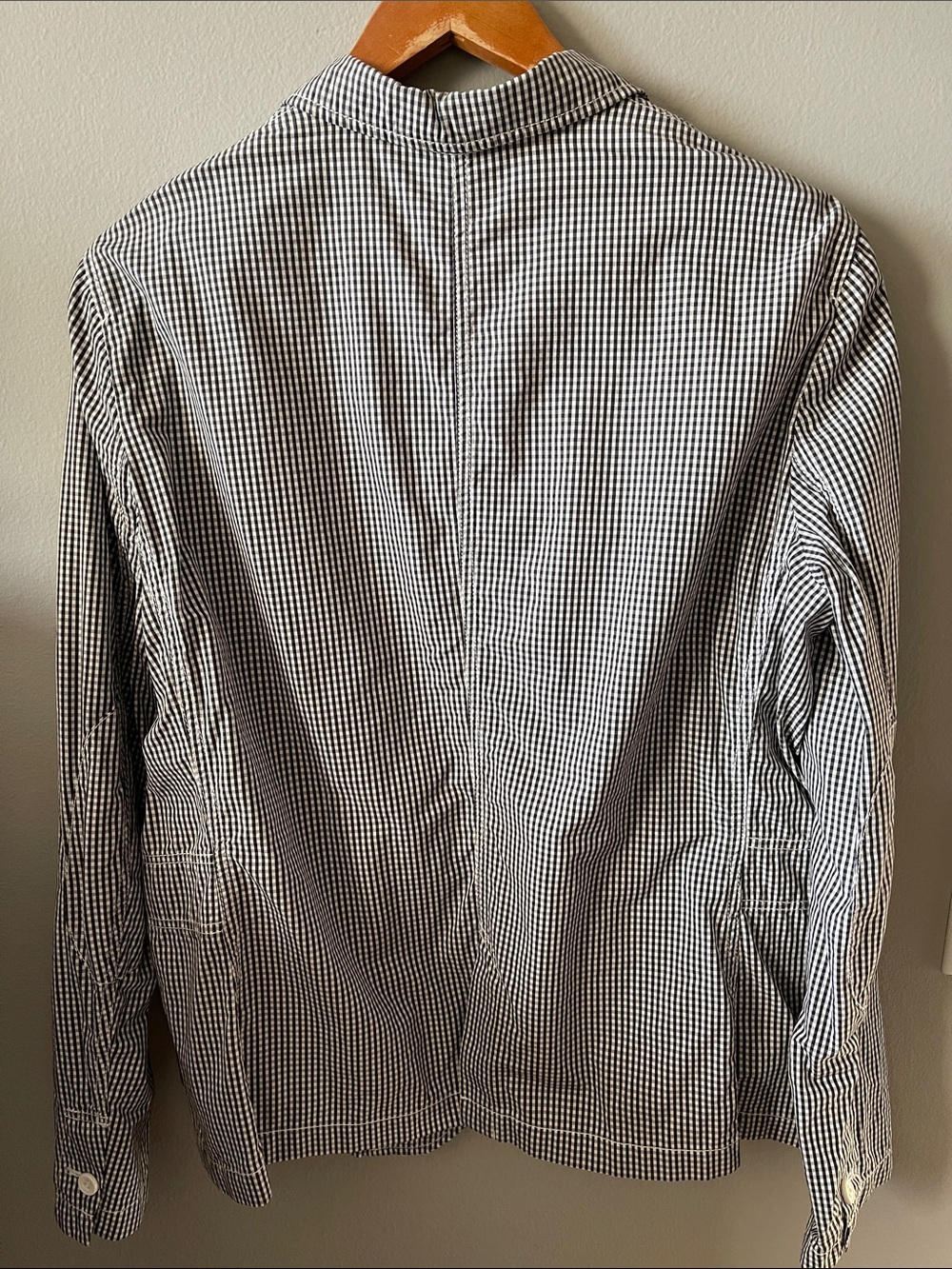 Uniqlo Black and White Gingham Casual Blazer Cotton - Picture 5 of 8